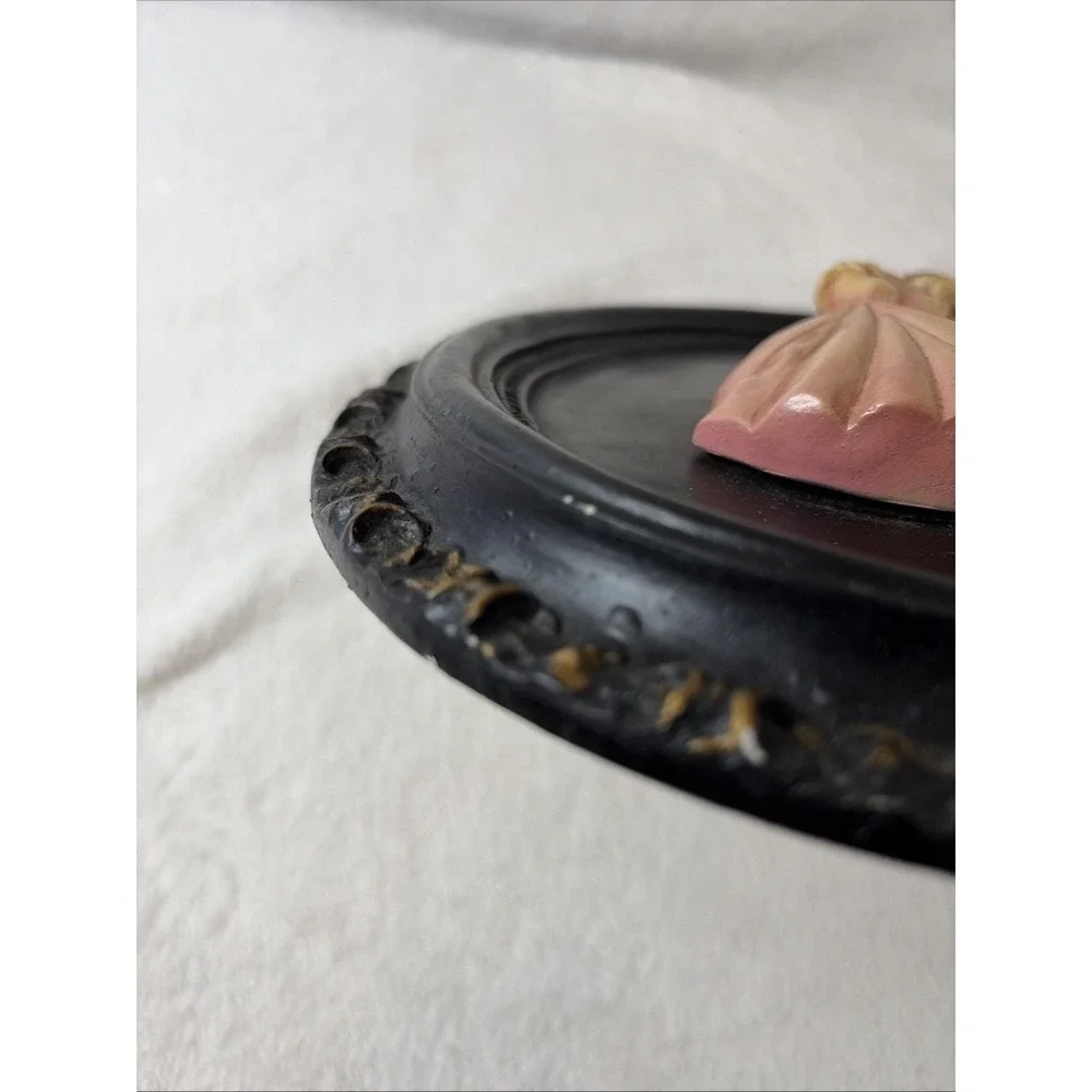 Vintage Chalkware 3D Wall Plaques Pair Mid Century Victorian Courting Couple GVC